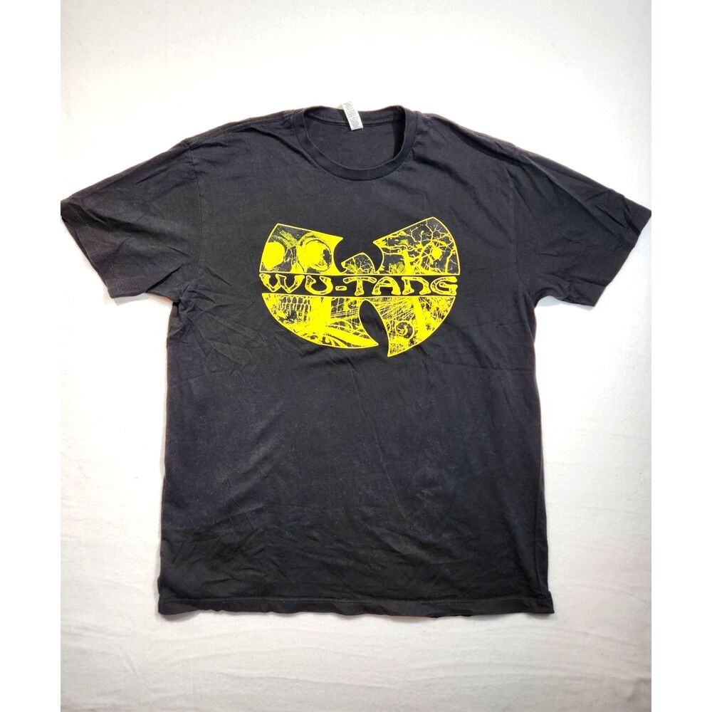 Wu-Tang Clan Graphic T-Shirt Black Yellow Logo 100% Cotton L Star Tee Hip Hop